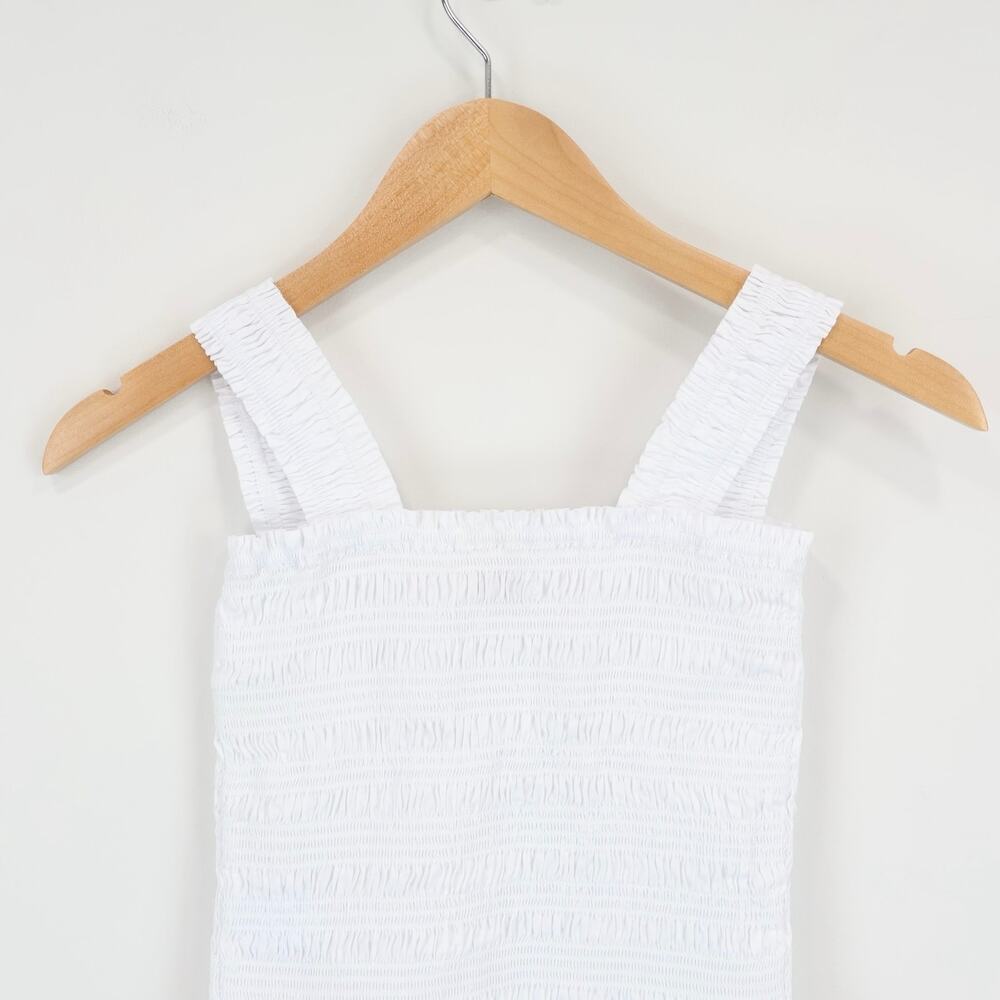 Madewell 100% Cotton Poplin Smocked Cropped Slim Fit Tank White Size XXS - Picture 7 of 9